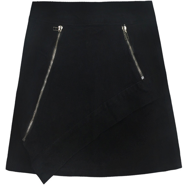 Fusta casual de dama cu talie inalta in alb si negru