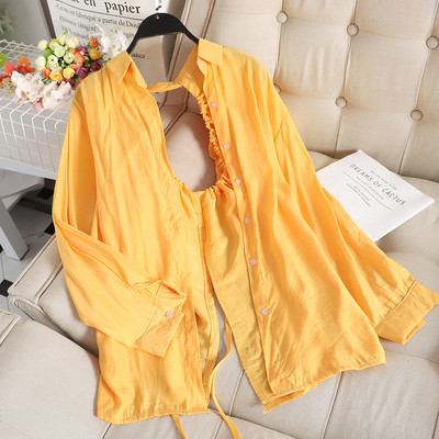 Cămașă casual de damă cu cravate și nasturi în mai multe culori