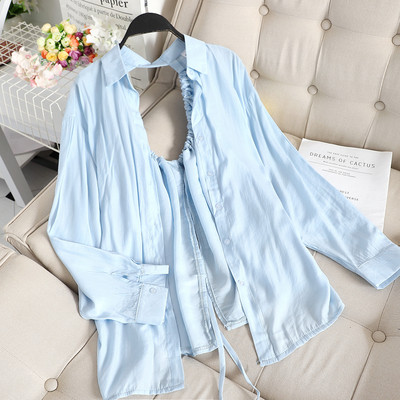 Cămașă casual de damă cu cravate și nasturi în mai multe culori