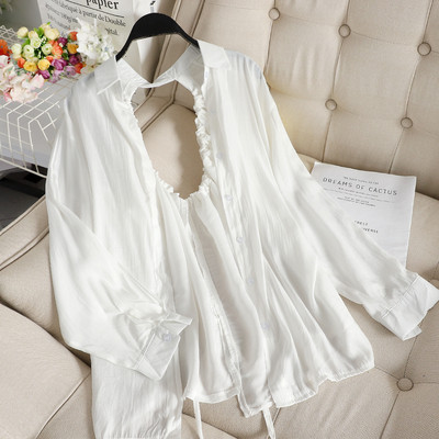 Cămașă casual de damă cu cravate și nasturi în mai multe culori