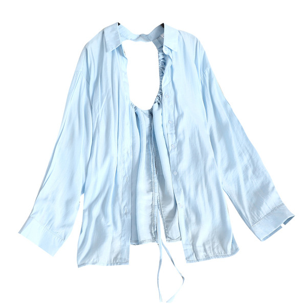 Cămașă casual de damă cu cravate și nasturi în mai multe culori