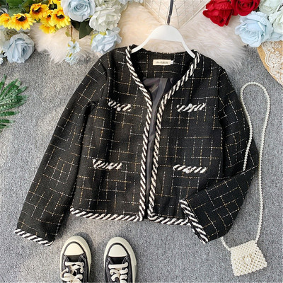 Jachetă elegantă de damă în alb și negru