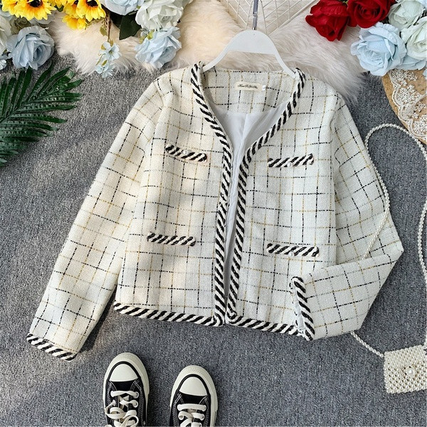 Jachetă elegantă de damă în alb și negru