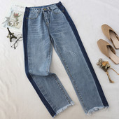 Blugi moderni de dama cu talie inalta si margini inchise la culoare