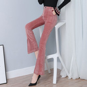 Pantaloni moderni de dama in doua culori - cu talie inalta