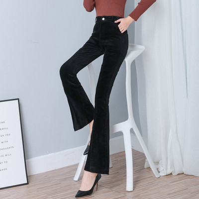 Pantaloni moderni de dama in doua culori - cu talie inalta