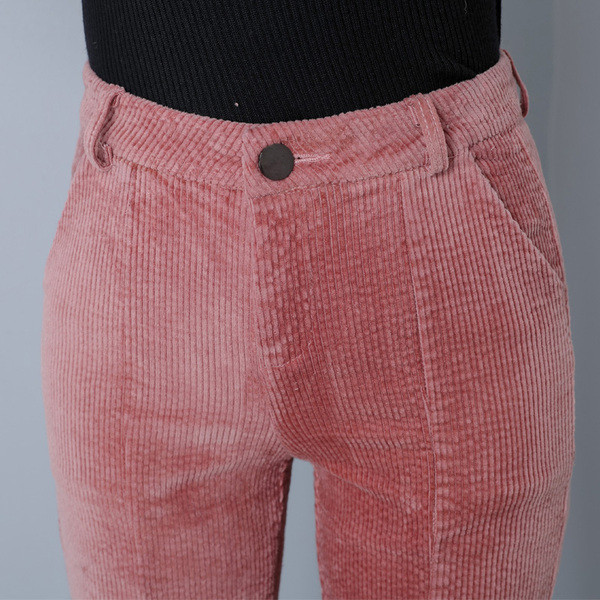 Pantaloni moderni de dama in doua culori - cu talie inalta