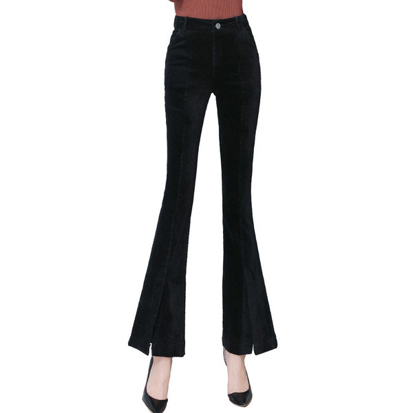 Pantaloni moderni de dama in doua culori - cu talie inalta