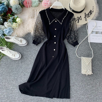 Rochie de dama cu nasturi in trei culori