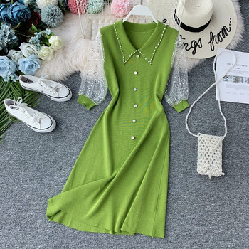 Rochie de dama cu nasturi in trei culori