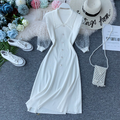 Rochie de dama cu nasturi in trei culori