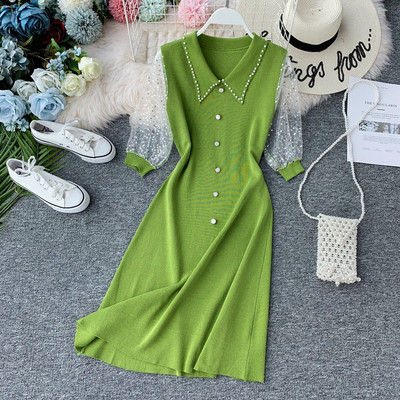 Rochie de dama cu nasturi in trei culori