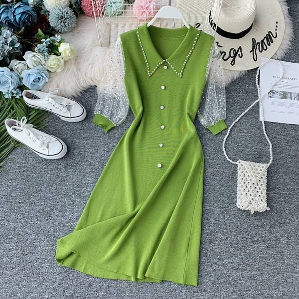 Rochie de dama cu nasturi in trei culori