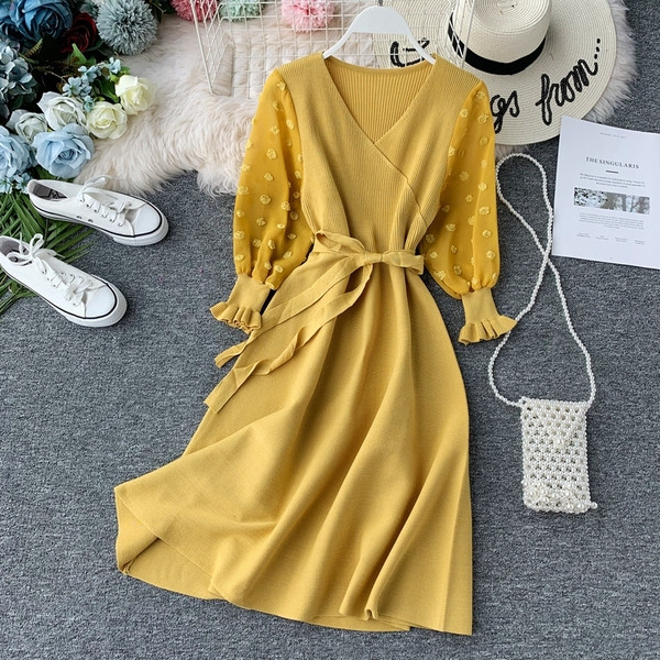 Rochie de dama cu decolteu in V in mai multe culori