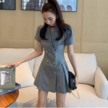 Rochie modernă de damă în albastru cu decolteu în V