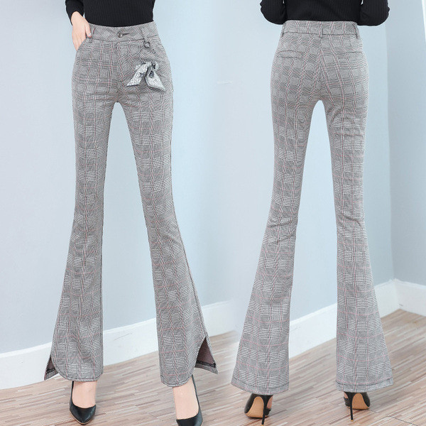 Актуален дамски панталон с висока талия и дожобове