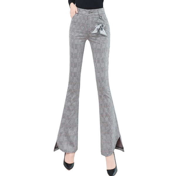 Актуален дамски панталон с висока талия и дожобове