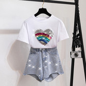 Set casual dama din doua parti tricou + pantaloni scurti in mai multe culori