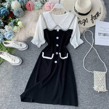 Rochie moderna de dama cu guler in mai multe culori