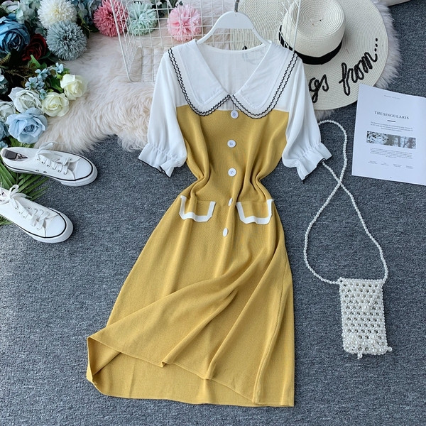 Rochie moderna de dama cu guler in mai multe culori