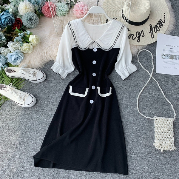 Rochie moderna de dama cu guler in mai multe culori