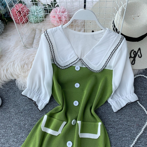 Rochie moderna de dama cu guler in mai multe culori