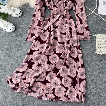 Rol lung de dama cu model floral in doua culori