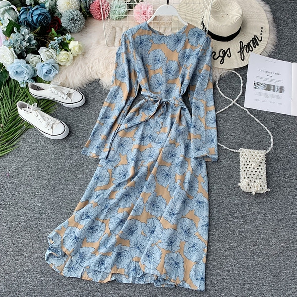 Rol lung de dama cu model floral in doua culori