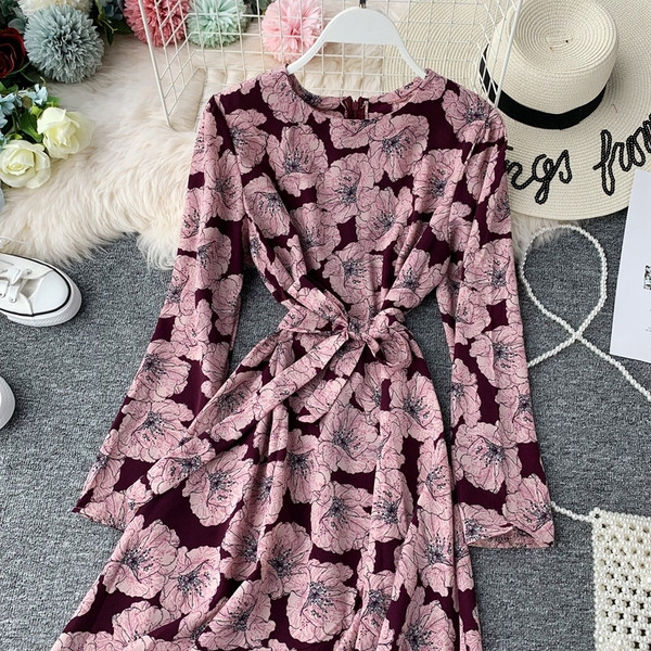 Rol lung de dama cu model floral in doua culori