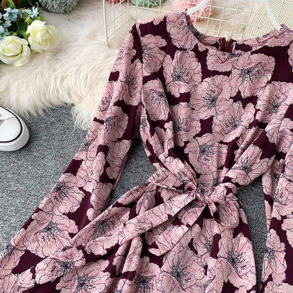 Rol lung de dama cu model floral in doua culori