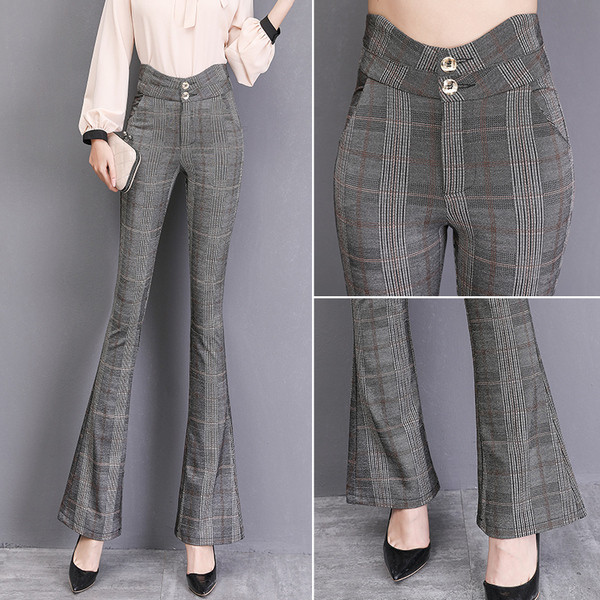 Pantaloni moderni de dama - cu talie inalta si nasturi