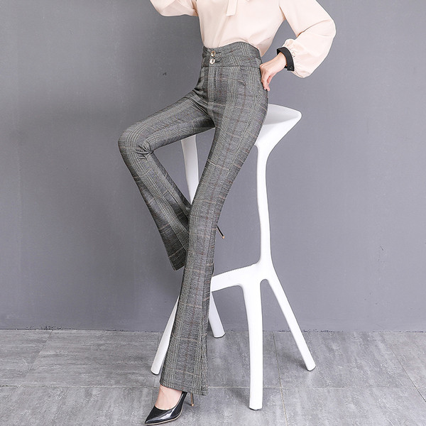 Pantaloni moderni de dama - cu talie inalta si nasturi