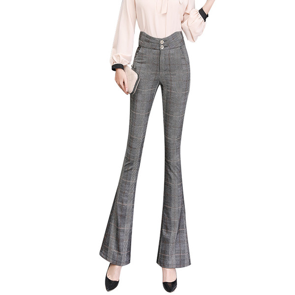 Pantaloni moderni de dama - cu talie inalta si nasturi