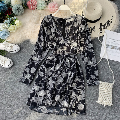 Rochie de dama cu decolteu in V in doua culori