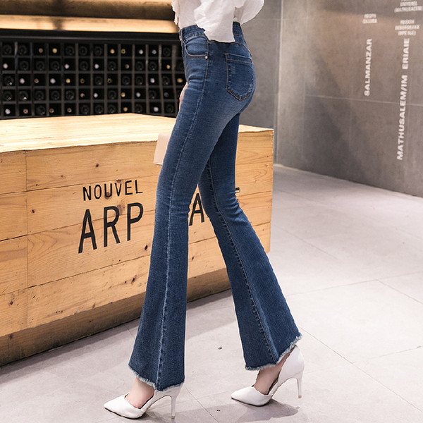 Blugi de dama moderni cu talie inalta si buzunare