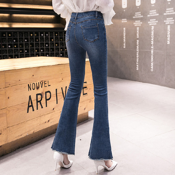 Blugi de dama moderni cu talie inalta si buzunare