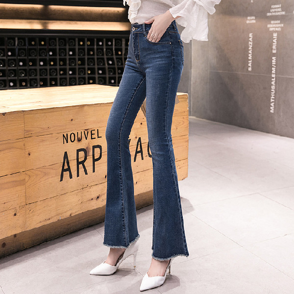 Blugi de dama moderni cu talie inalta si buzunare