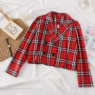 Geaca de dama in carouri moderna cu maneci lungi in mai multe culori