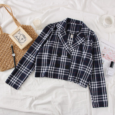 Geaca de dama in carouri moderna cu maneci lungi in mai multe culori