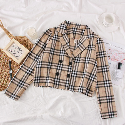 Geaca de dama in carouri moderna cu maneci lungi in mai multe culori