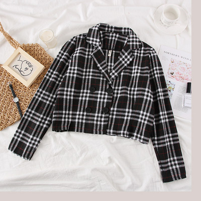 Geaca de dama in carouri moderna cu maneci lungi in mai multe culori