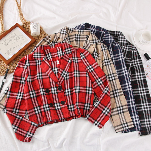 Geaca de dama in carouri moderna cu maneci lungi in mai multe culori