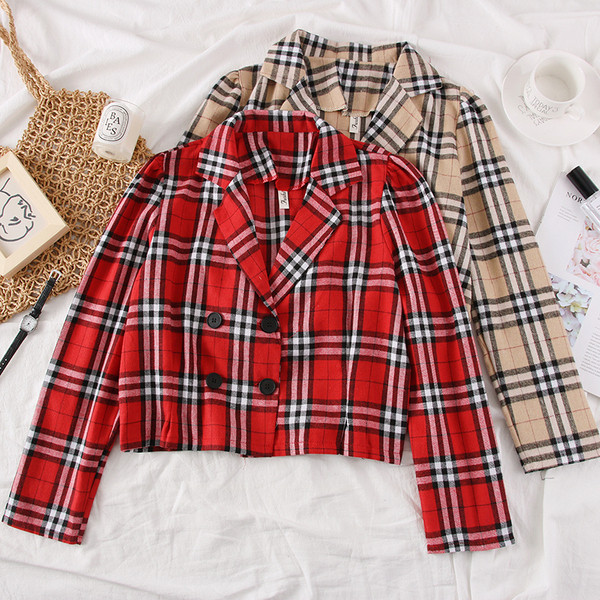 Geaca de dama in carouri moderna cu maneci lungi in mai multe culori