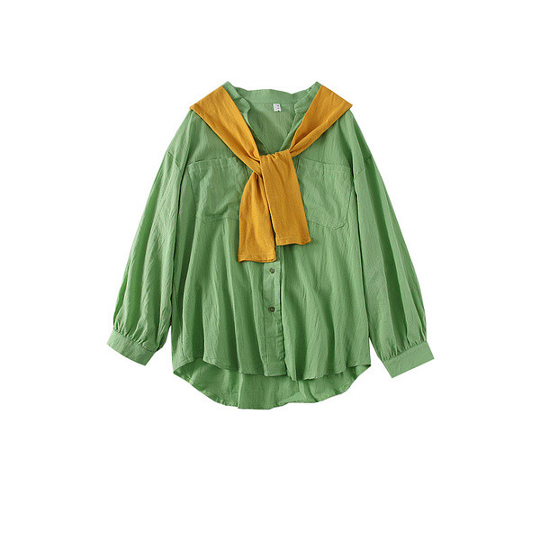 Model nou camasa dama model lat in alb, galben si verde