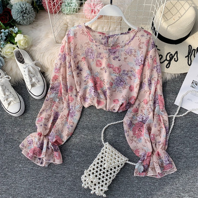 Cămașă cu model floral cu cravate în mai multe culori