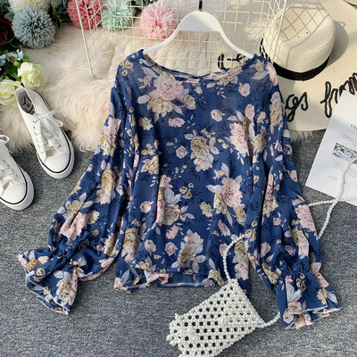 Cămașă cu model floral cu cravate în mai multe culori