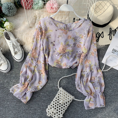 Cămașă cu model floral cu cravate în mai multe culori