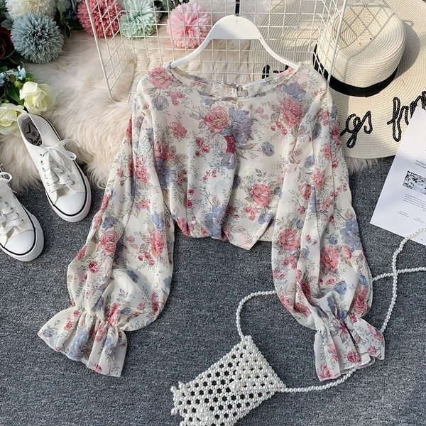 Cămașă cu model floral cu cravate în mai multe culori