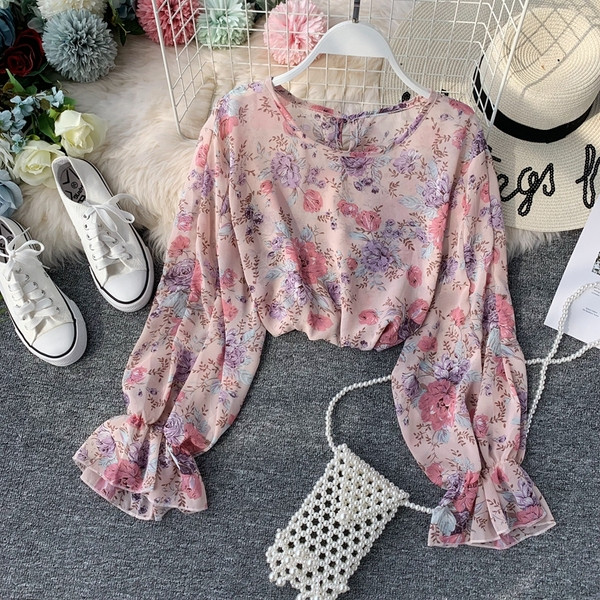 Cămașă cu model floral cu cravate în mai multe culori