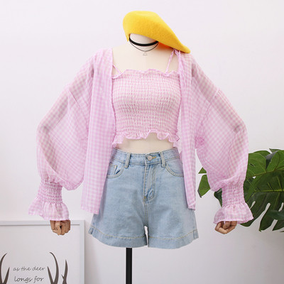 Cămașă modernă de damă în roz, alb și negru